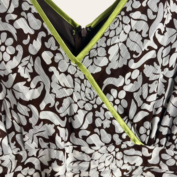 Vintage Robbie Bee Brown White Floral Sleeveless Cotton A-line Dress 16 - Picture 4 of 9